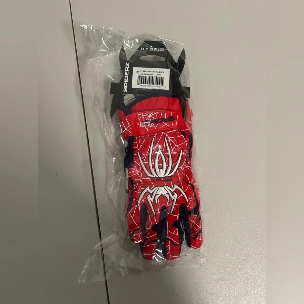 Spiderz Hybrid Softball Batting Gloves Youth XL YXL Red Navy Blue Baseball